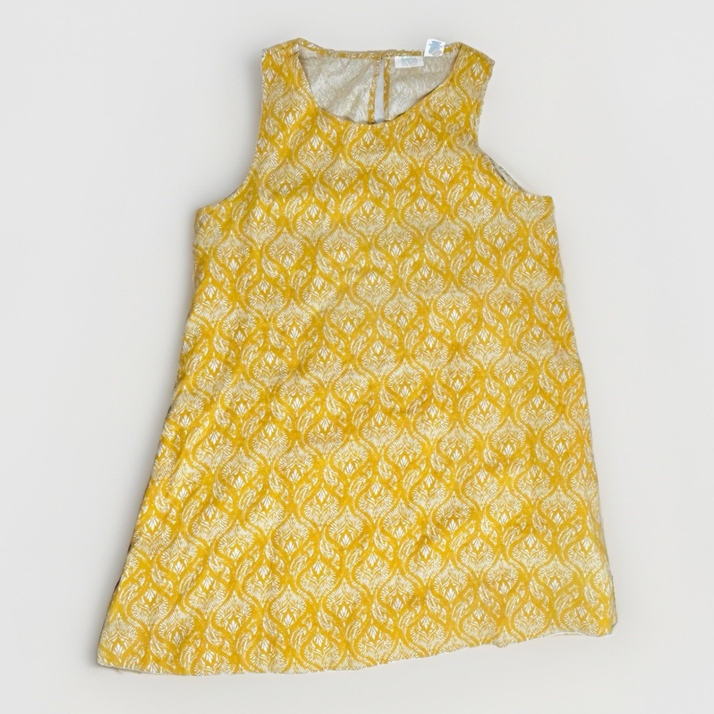 Sigrid Olsen Womens Tunic Dress Mustard Yellow Sleeveless XL Linen Pockets